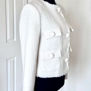 Mango White Textured Women's Blazer